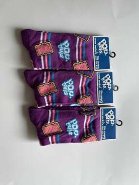 Lot of 3 Pop-Tarts Purple Graphic Novelty Crew Socks Men's Size 6-12